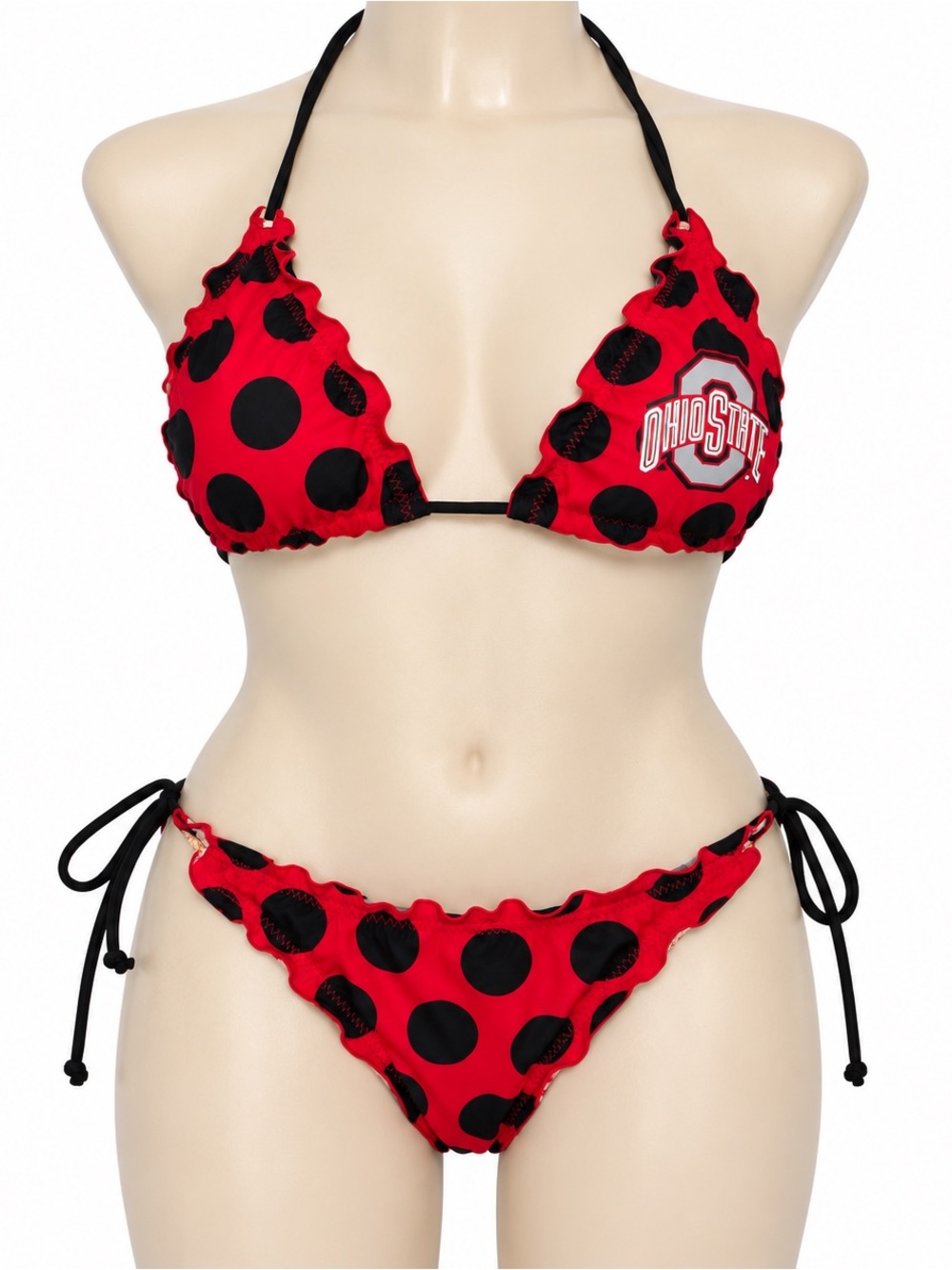Red Polka Dot OSU Triangle Bikini